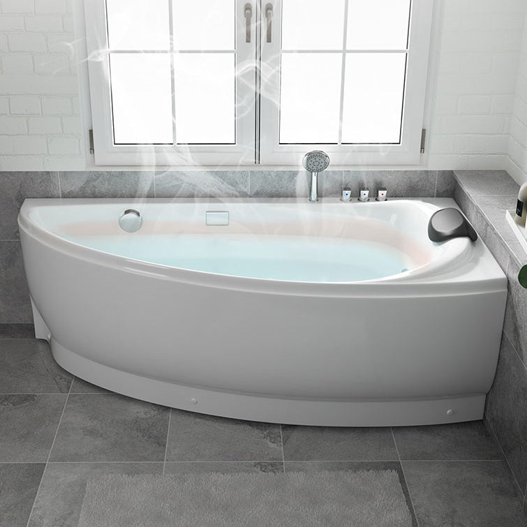 Modern Corner Bath Back to Wall Acrylic Soaking White Bathtub