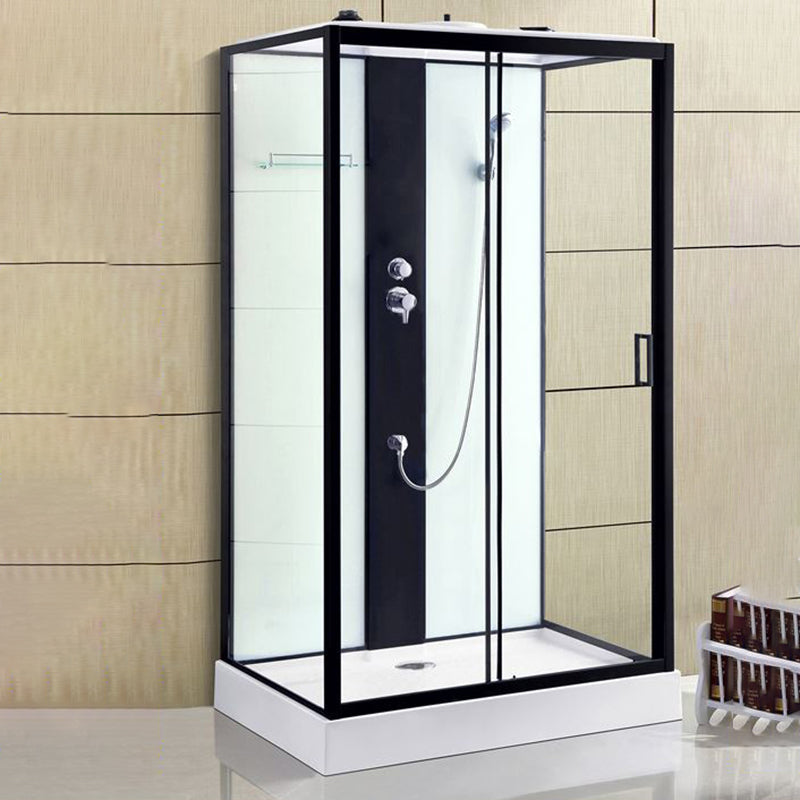 Framed Single Sliding Shower Stall Rectangle Frosted Shower Stall
