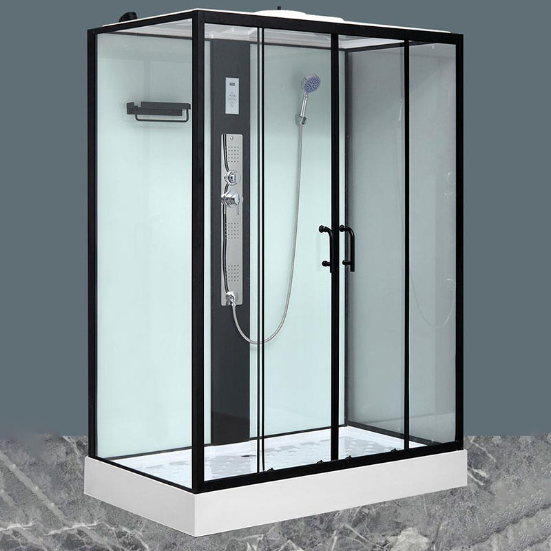 Framed Single Sliding Shower Stall Rectangle Frosted Shower Stall