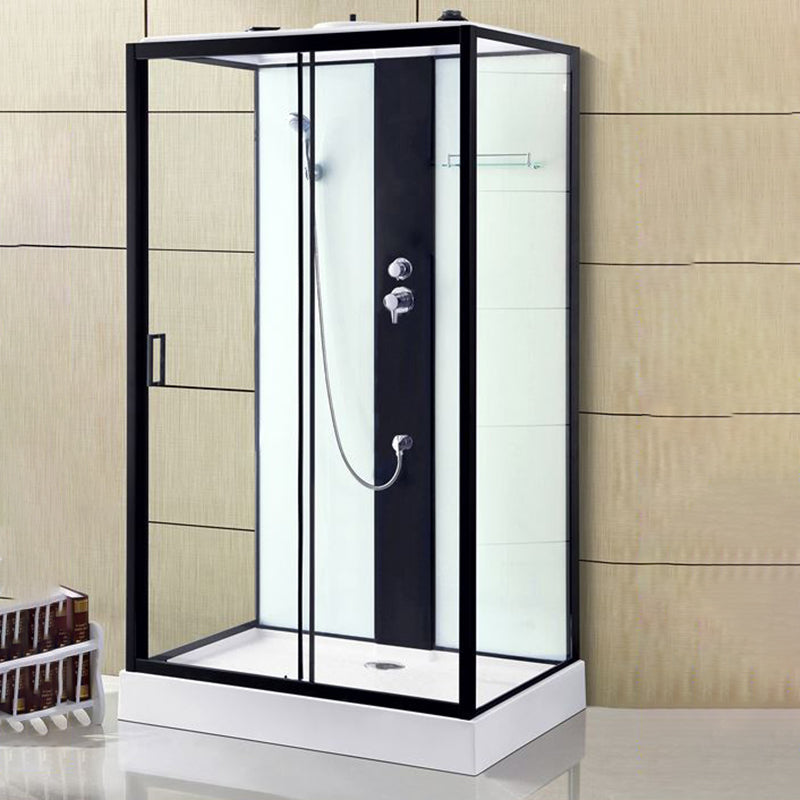 Framed Single Sliding Shower Stall Rectangle Frosted Shower Stall