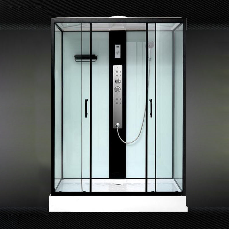 Framed Single Sliding Shower Stall Rectangle Frosted Shower Stall