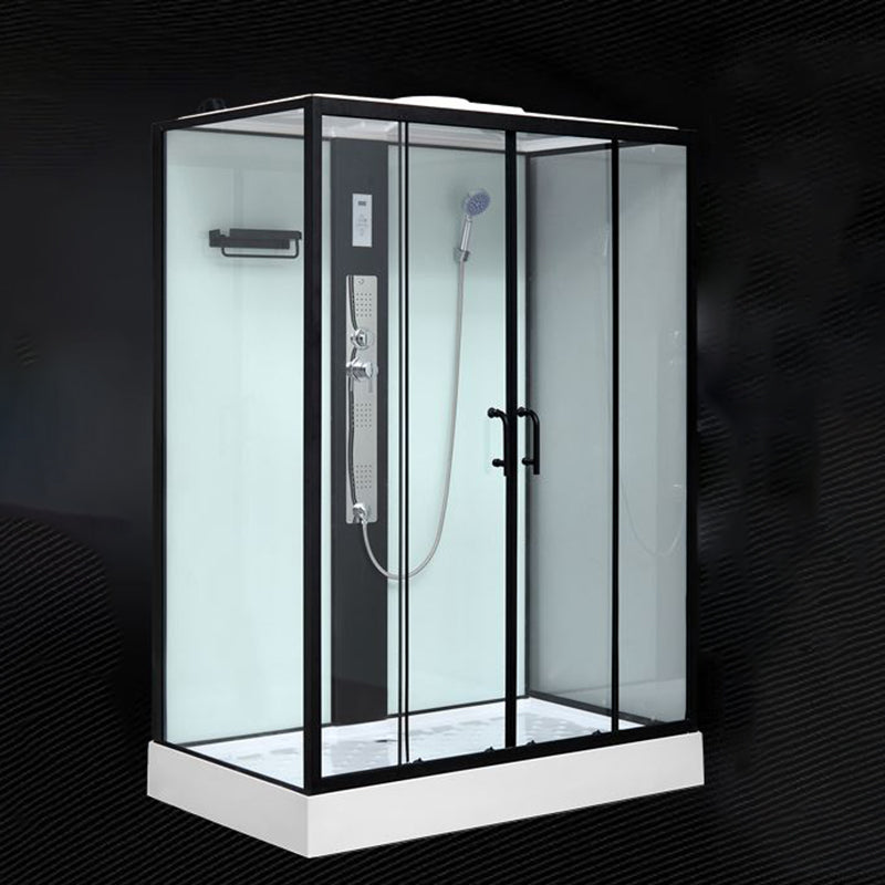 Framed Single Sliding Shower Stall Rectangle Frosted Shower Stall