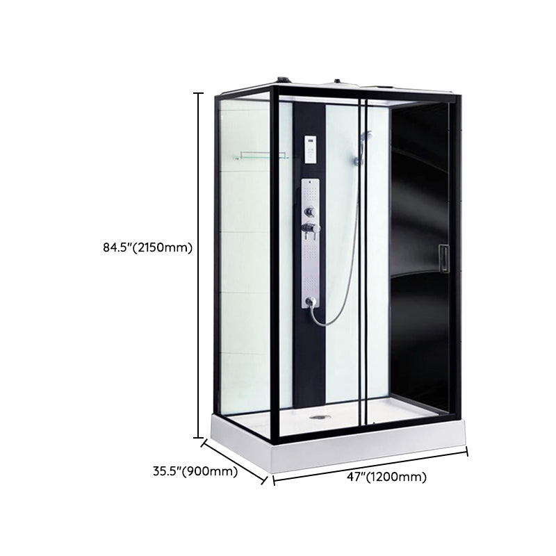 Framed Single Sliding Shower Stall Rectangle Frosted Shower Stall