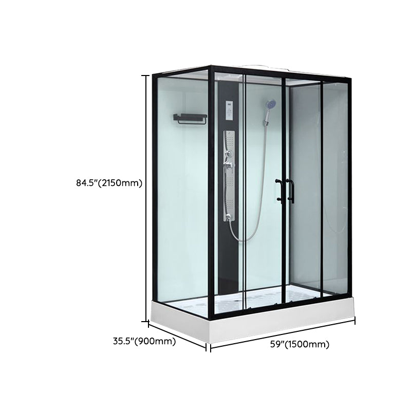 Framed Single Sliding Shower Stall Rectangle Frosted Shower Stall