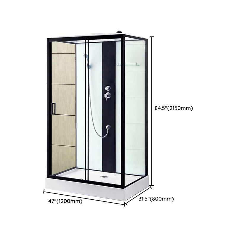 Framed Single Sliding Shower Stall Rectangle Frosted Shower Stall