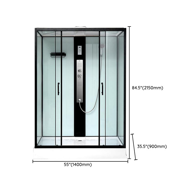 Framed Single Sliding Shower Stall Rectangle Frosted Shower Stall