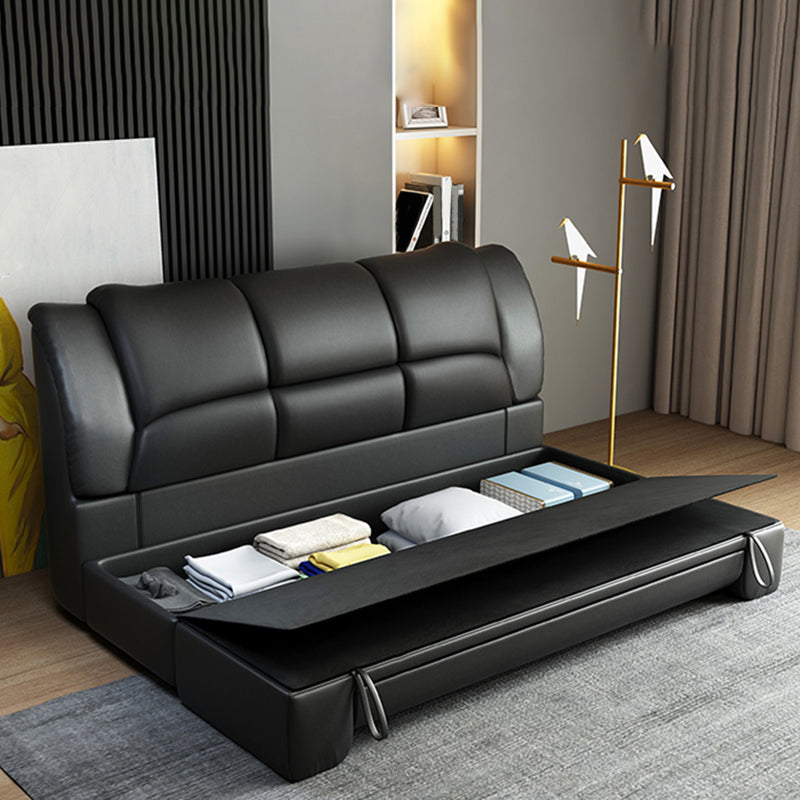 Scandinavian Sofa Bed Leather Black Convertible Sofas with Storage