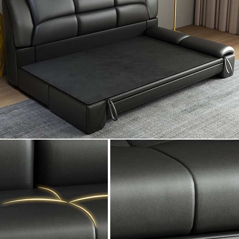Scandinavian Sofa Bed Leather Black Convertible Sofas with Storage