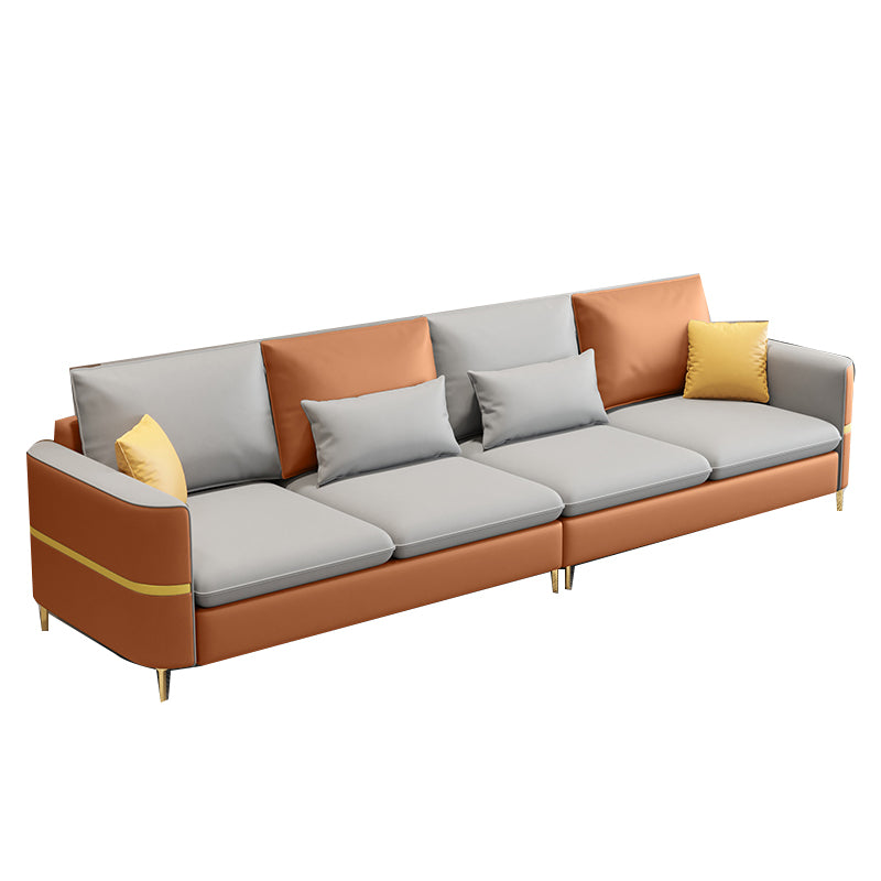 35.43" Tall Sectional Sofa Faux leather Sofa with Pillowed Back Cushions