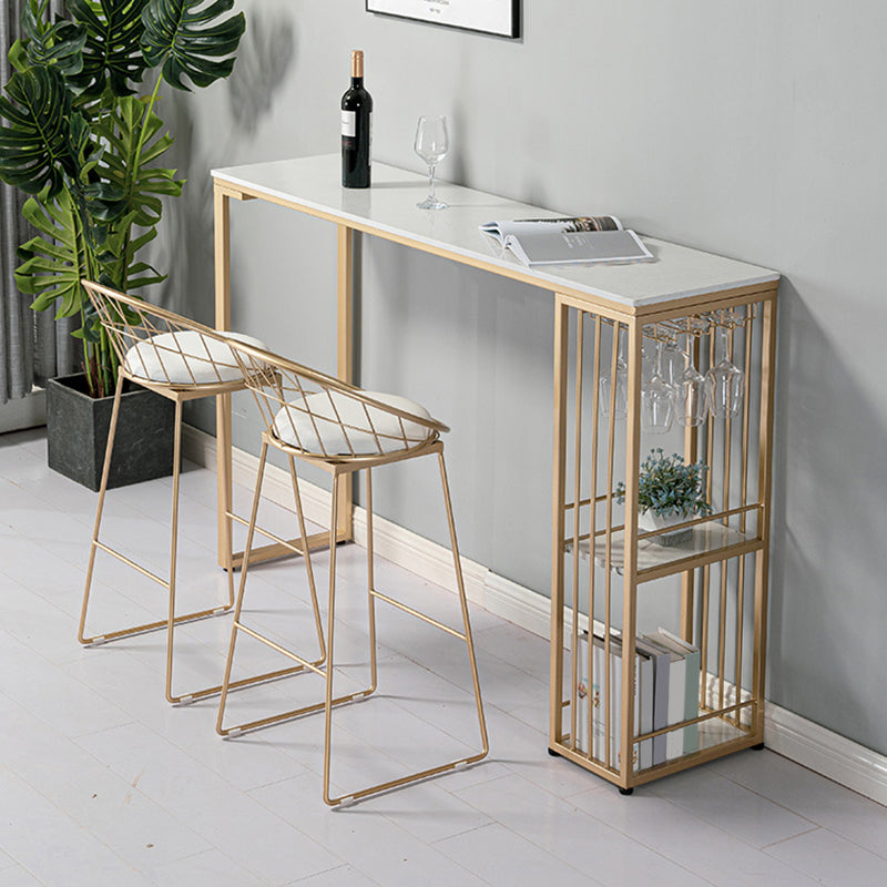 Modern Bar Table Set 1/2/3 Pcs Faux Marble Rectangular Bar Set for Indoor