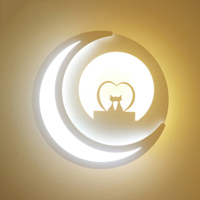 Hedendaags maanwandlicht met cartoonpatroon Acryl LED SCONCE Licht in het wit voor kinderslaapkamer
