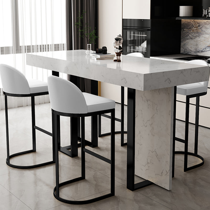 Modern Bar Table Set 1/2/5 Pcs Faux Marble Rectangular Bar Set for Indoor
