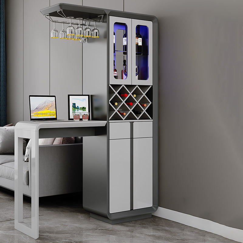 Modern Rectangle Wood Counter Table 2/3 Pieces Bar Table Set with Lockers for Living Room