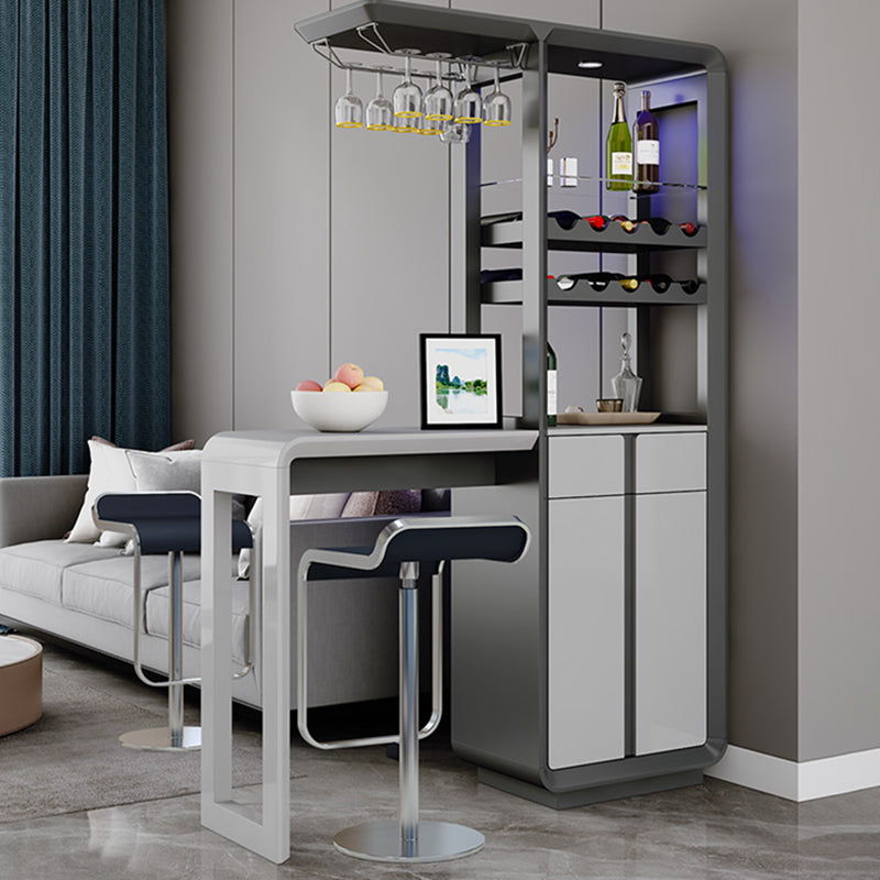 Modern Rectangle Wood Counter Table 2/3 Pieces Bar Table Set with Lockers for Living Room