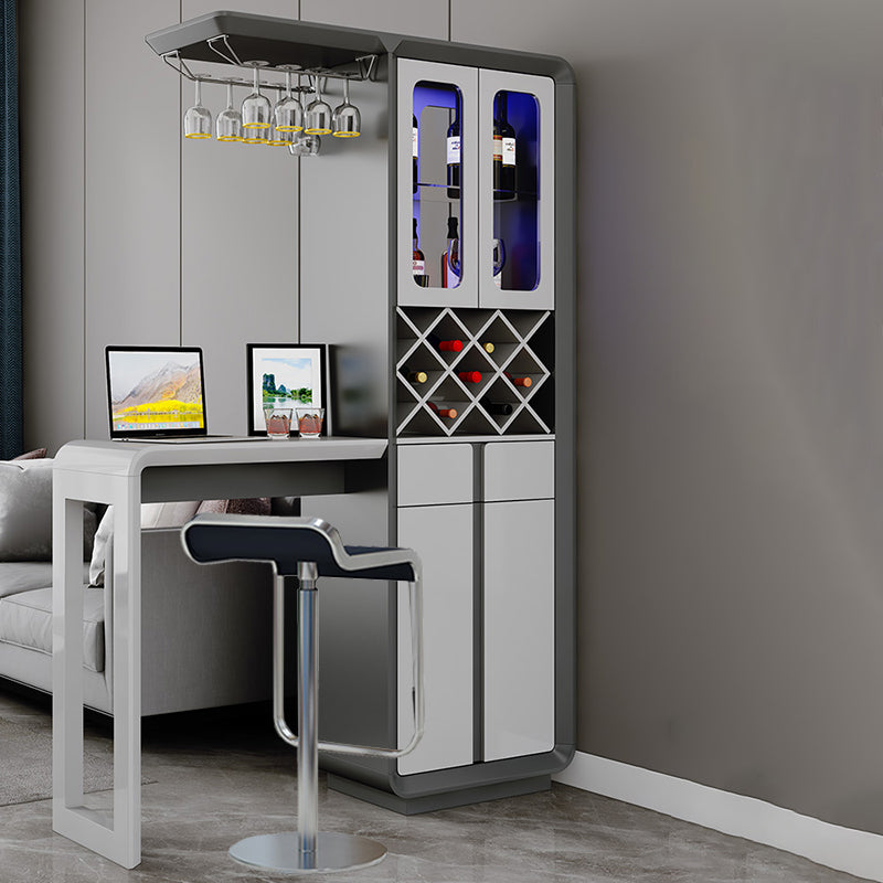 Modern Rectangle Wood Counter Table 2/3 Pieces Bar Table Set with Lockers for Living Room