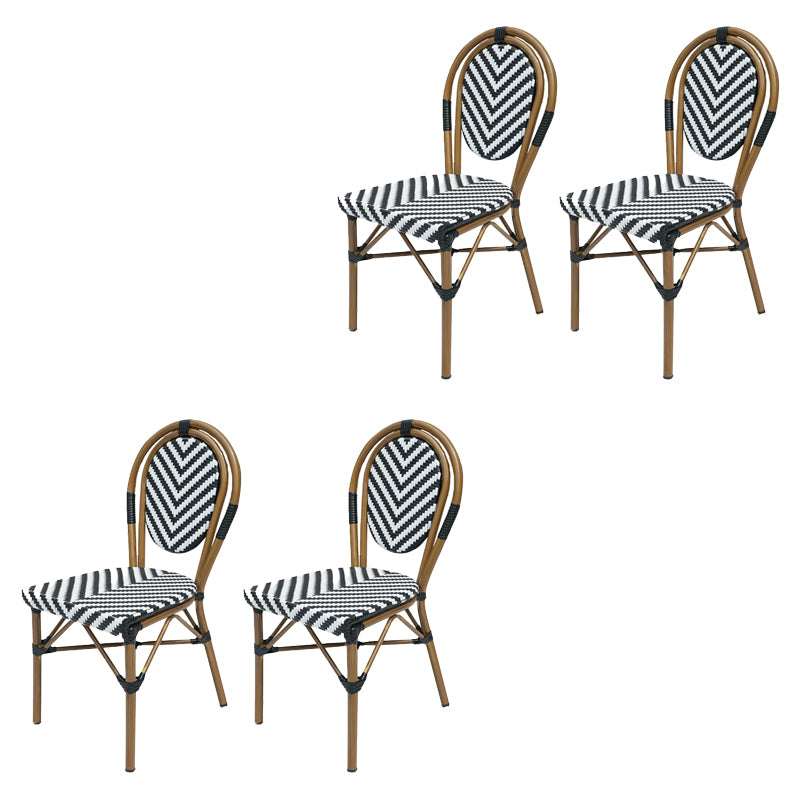 Tropical Outdoor Bistro Chairs Rattan Armles Stacking Patio Dining Chair