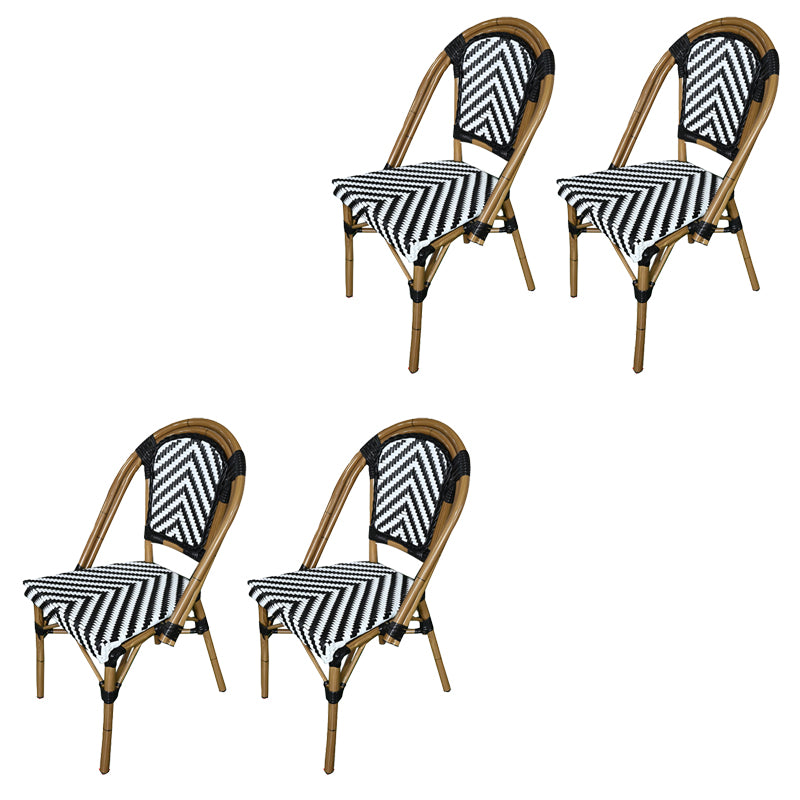 Tropical Outdoor Bistro Chairs Rattan Armles Stacking Patio Dining Chair