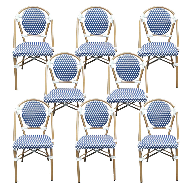 Tropical Outdoor Bistro Chairs Rattan Armles Stacking Patio Dining Chair