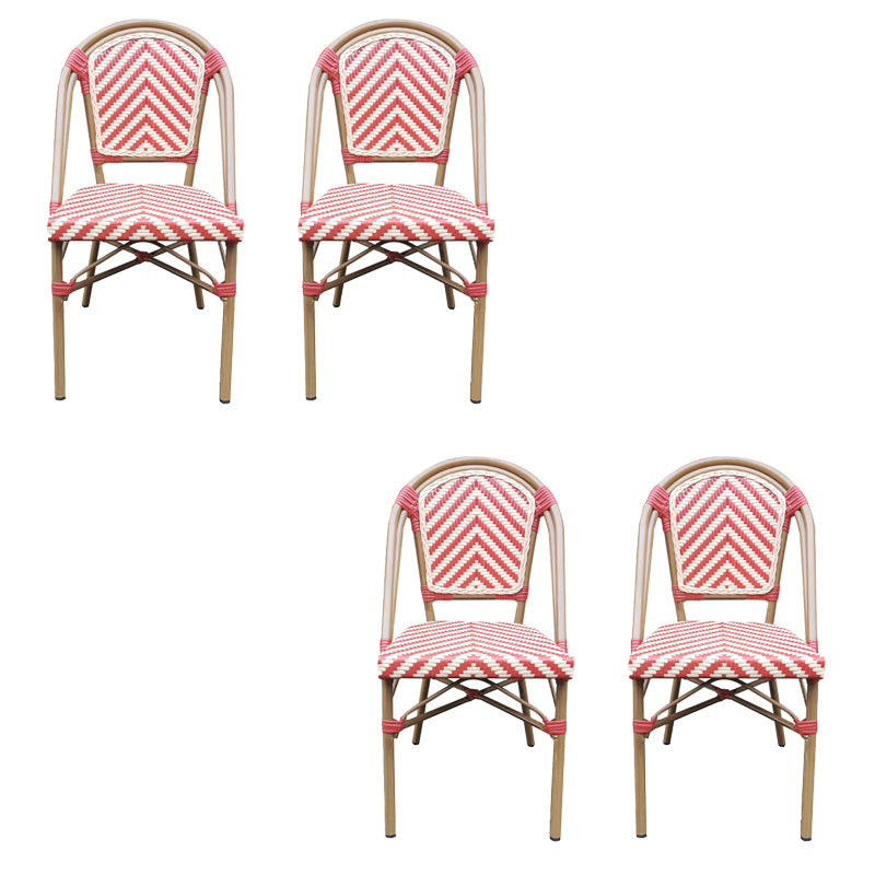 Tropical Outdoor Bistro Chairs Rattan Armles Stacking Patio Dining Chair