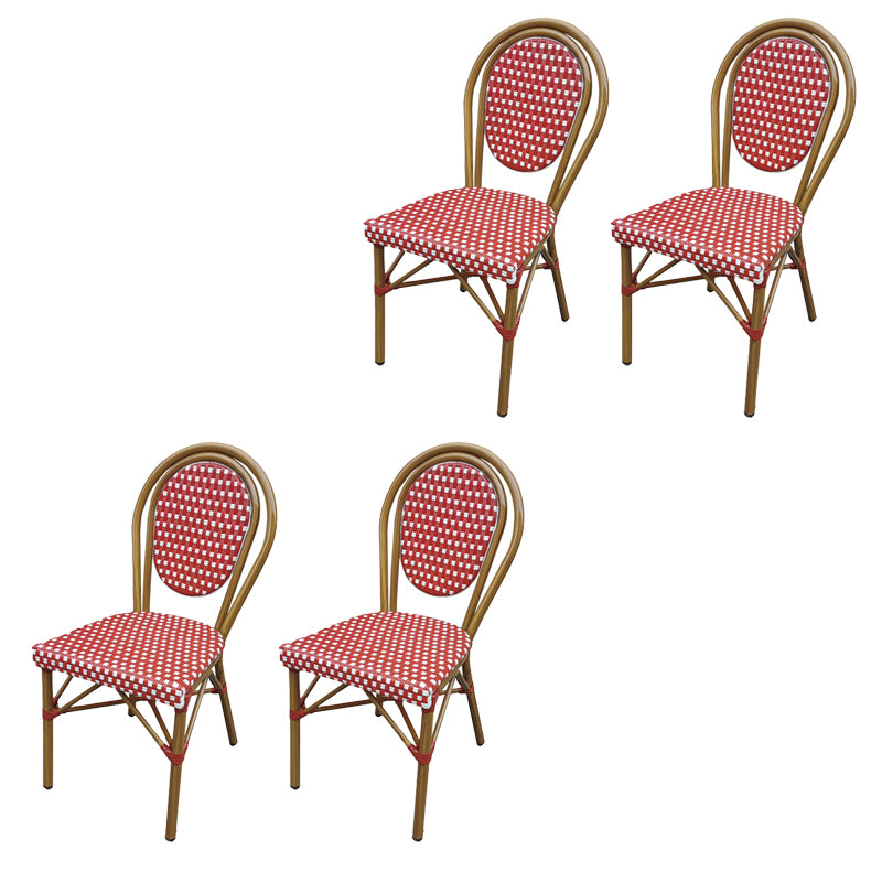 Tropical Outdoor Bistro Chairs Rattan Armles Stacking Patio Dining Chair