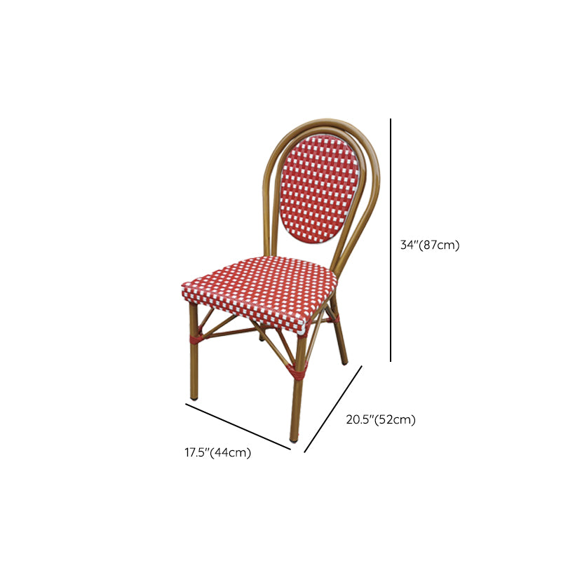 Tropical Outdoor Bistro Chairs Rattan Armles Stacking Patio Dining Chair