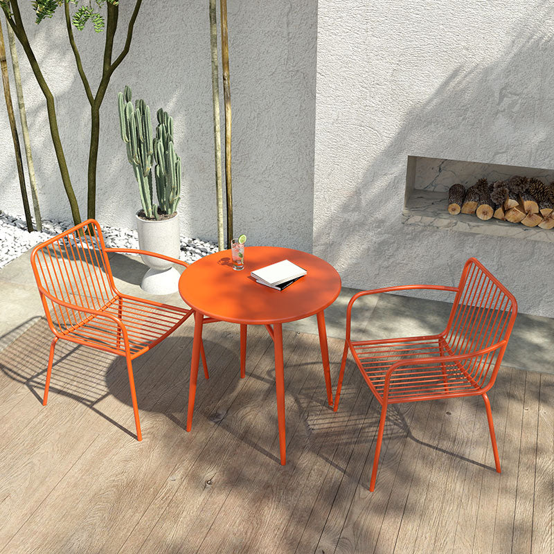 Modern Outdoor Bistro Chairs Metal With Arm Iron Patio Dining Armchair