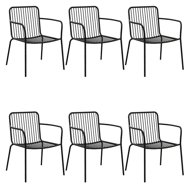 Modern Outdoor Bistro Chairs Metal With Arm Iron Patio Dining Armchair