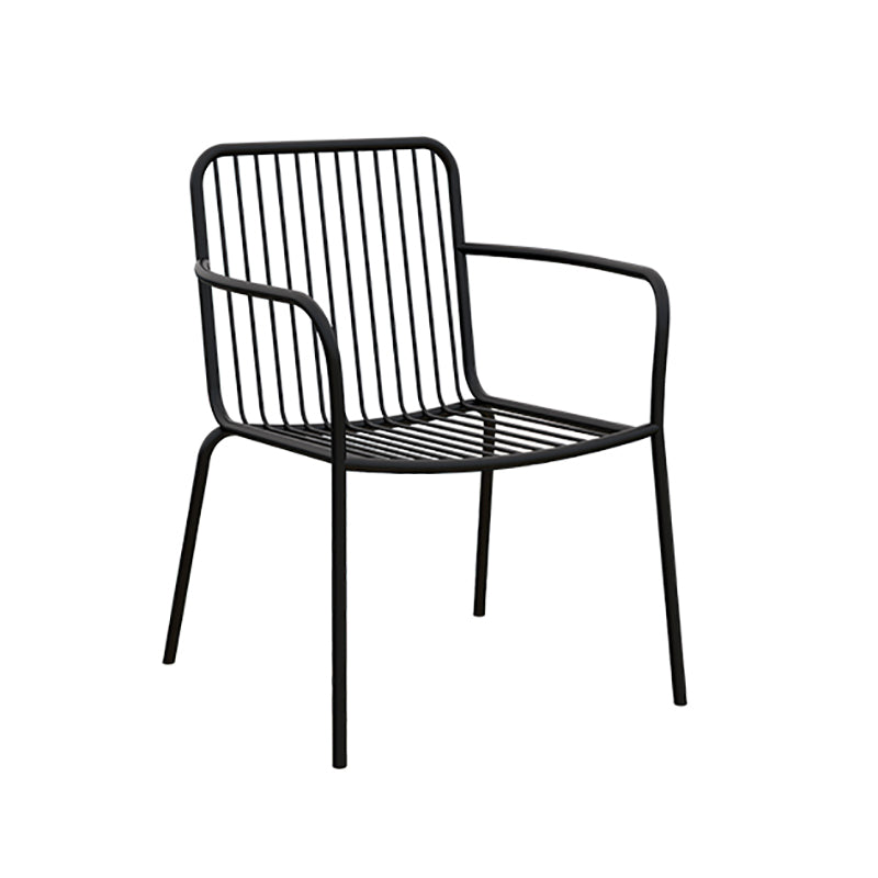 Modern Outdoor Bistro Chairs Metal With Arm Iron Patio Dining Armchair