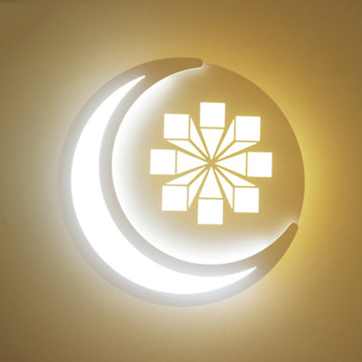 Hedendaags maanwandlicht met cartoonpatroon Acryl LED SCONCE Licht in het wit voor kinderslaapkamer