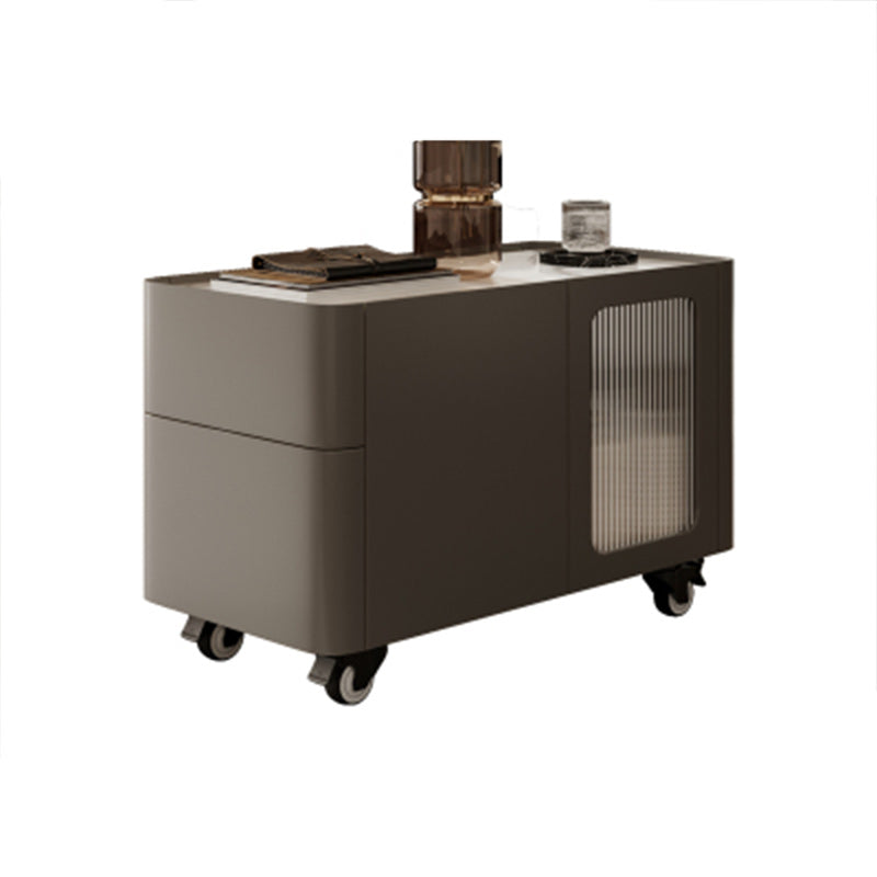 Tray Top Rectangular Side Table with 2 Drawers and a Cabinet