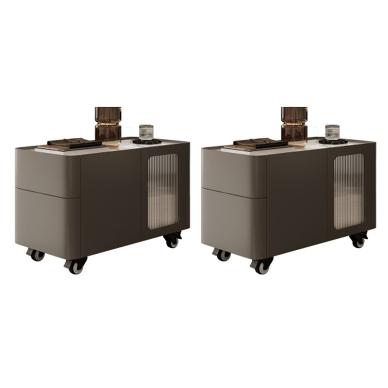 Tray Top Rectangular Side Table with 2 Drawers and a Cabinet