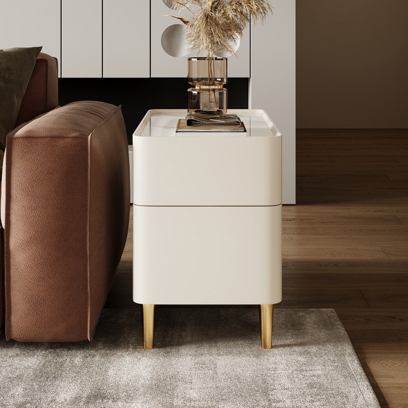 Tray Top Rectangular Side Table with 2 Drawers and a Cabinet