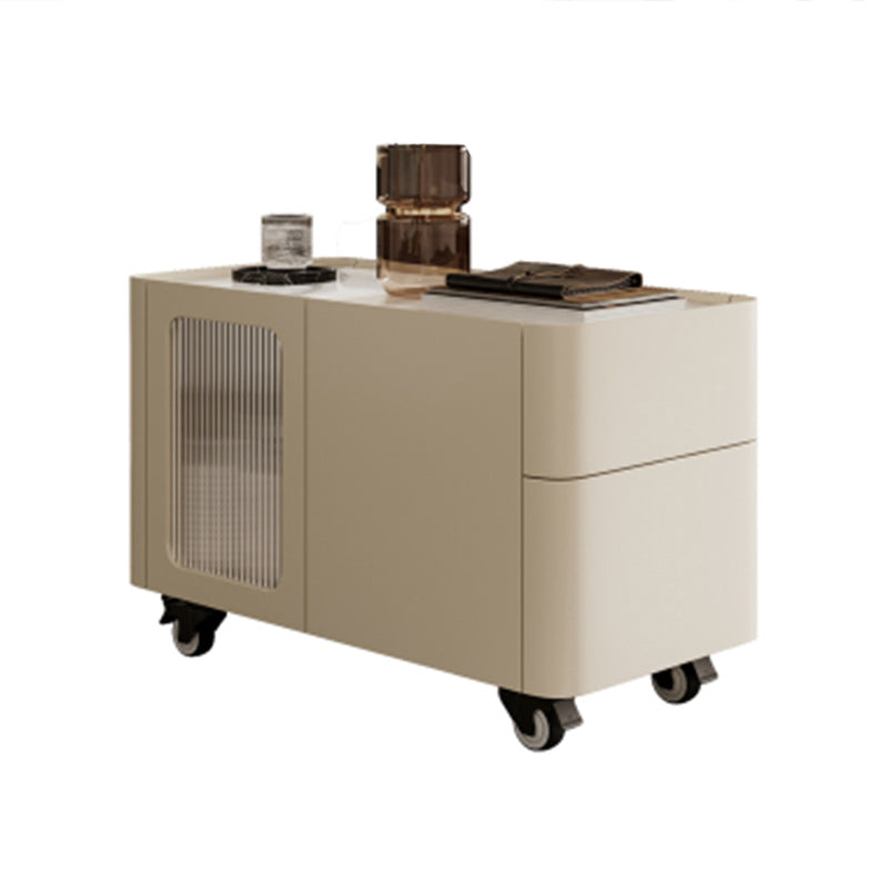 Tray Top Rectangular Side Table with 2 Drawers and a Cabinet