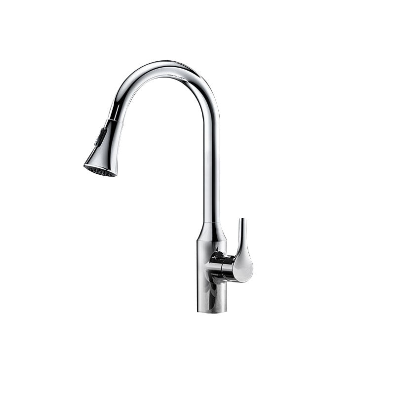Modern Style Bar Faucet Copper Lever Handle Pull Down Gooseneck Bar Faucet