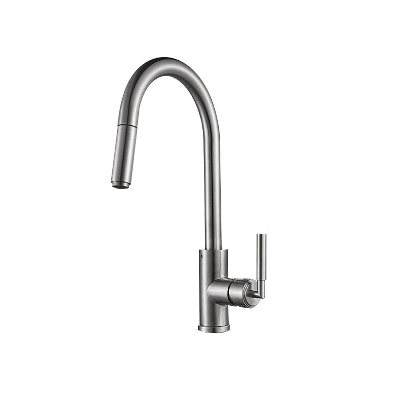 Modern Style Bar Faucet Copper Lever Handle Pull Down Gooseneck Bar Faucet