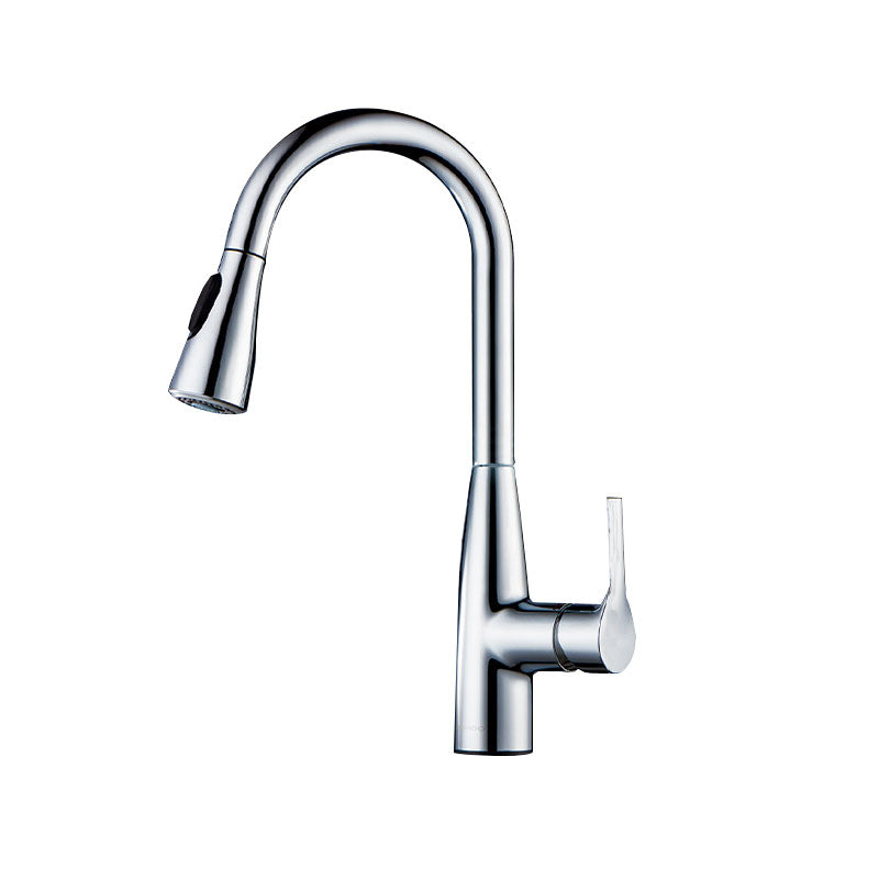 Modern Style Bar Faucet Copper Lever Handle Pull Down Gooseneck Bar Faucet