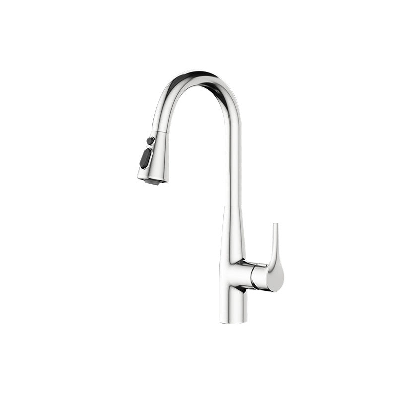 Modern Style Bar Faucet Copper Lever Handle Pull Down Gooseneck Bar Faucet