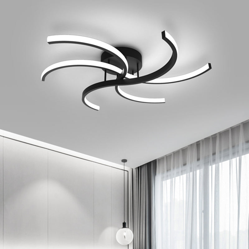 Zwart Swirl Inbouw Plafondarmatuur Minimalistisch 16"/19,5" Brede Acryl LED Semi Flush voor Slaapkamer