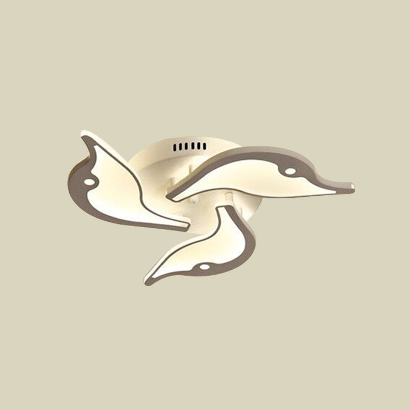 Acrylic 3/5-Petal Flush Mount Fixture Modernist White LED Ceiling Lighting for Bedroom in Warm/White Light, 23.5"/27.5" Wide