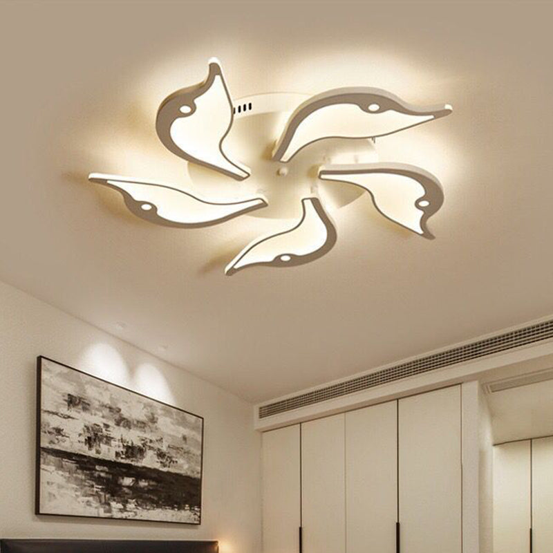 Acrylic 3/5-Petal Flush Mount Fixture Modernist White LED Ceiling Lighting for Bedroom in Warm/White Light, 23.5"/27.5" Wide