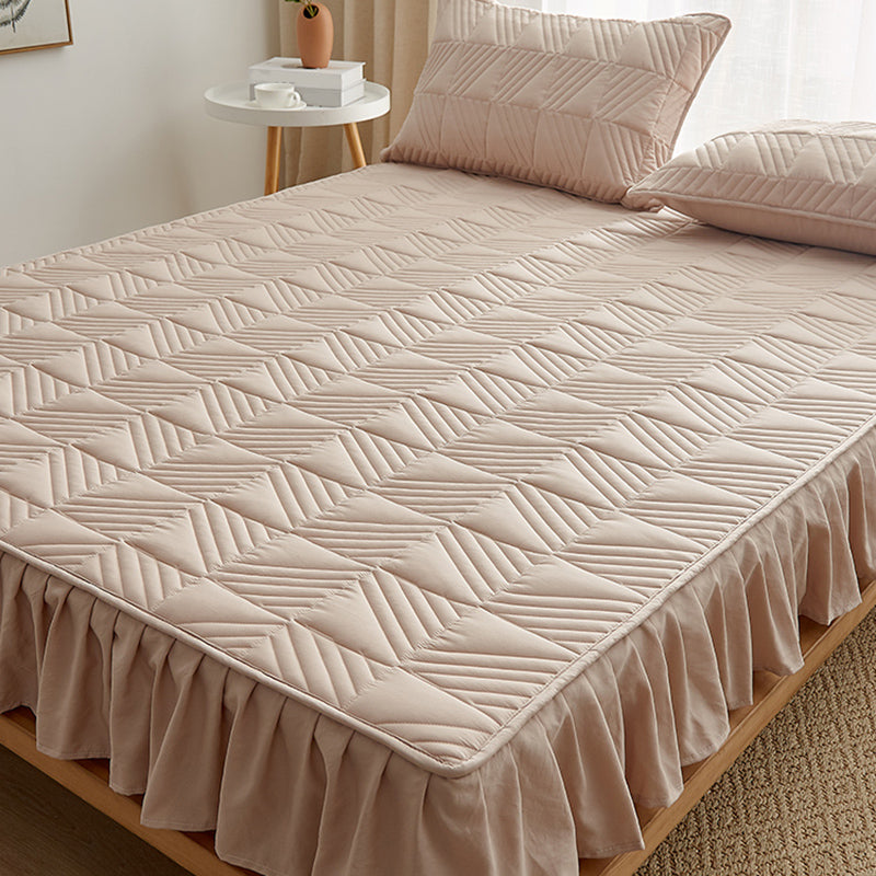 Plain Sheet Quilted Breathable Polyester Soft Fade Resistant Fitted Sheet Set