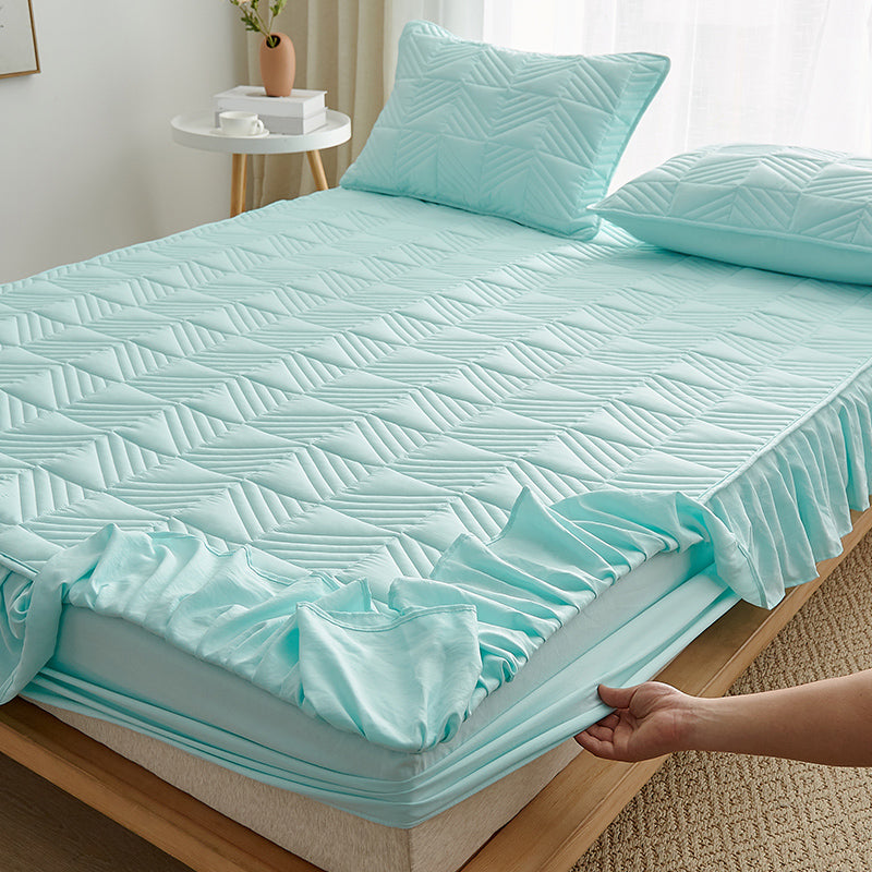 Plain Sheet Quilted Breathable Polyester Soft Fade Resistant Fitted Sheet Set