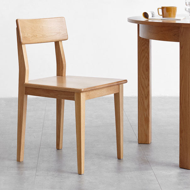 Oak Solid Wood Dining Chair Contemporary Kitchen Armless Chair