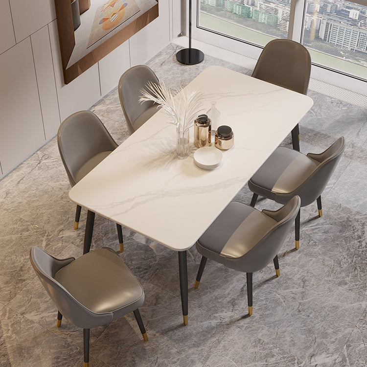 Industrial Kitchen Dinner Table Rectangle Stone 4 Legs Dining Table