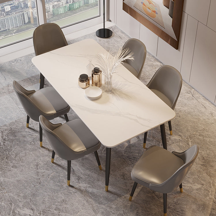Industrial Kitchen Dinner Table Rectangle Stone 4 Legs Dining Table