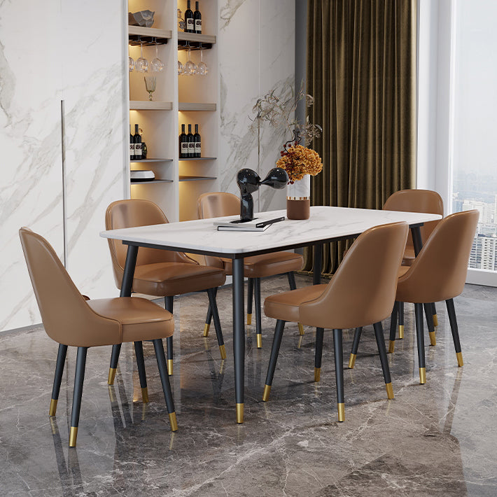 Industrial Kitchen Dinner Table Rectangle Stone 4 Legs Dining Table