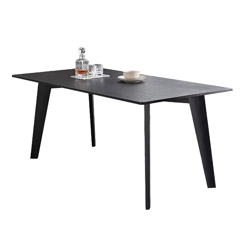 Modern Black Dinette Table with Ash Wood Base Rectangle Indoor Dining Table