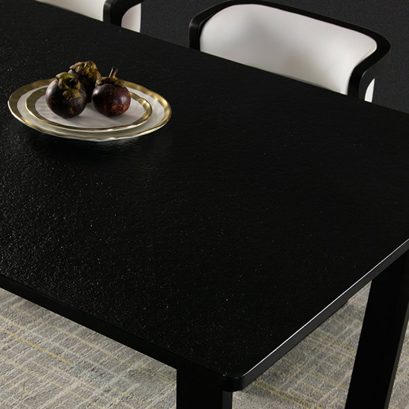 Modern Black Dinette Table with Ash Wood Base Rectangle Indoor Dining Table