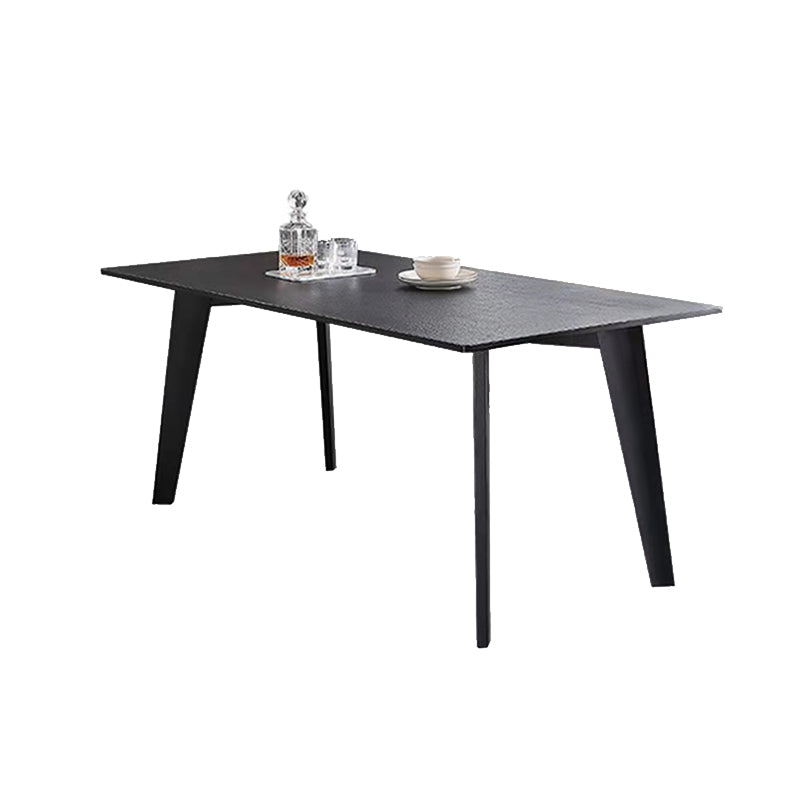 Modern Black Dinette Table with Ash Wood Base Rectangle Indoor Dining Table