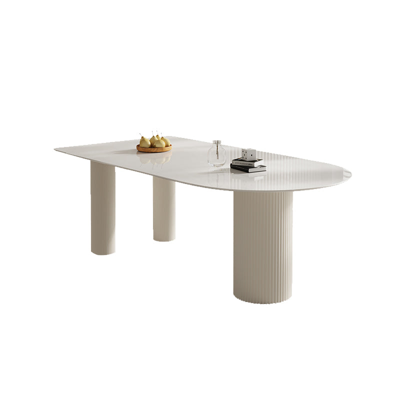 Free Form Stone Top Dining Table for Home Contemporary White Dinette Table